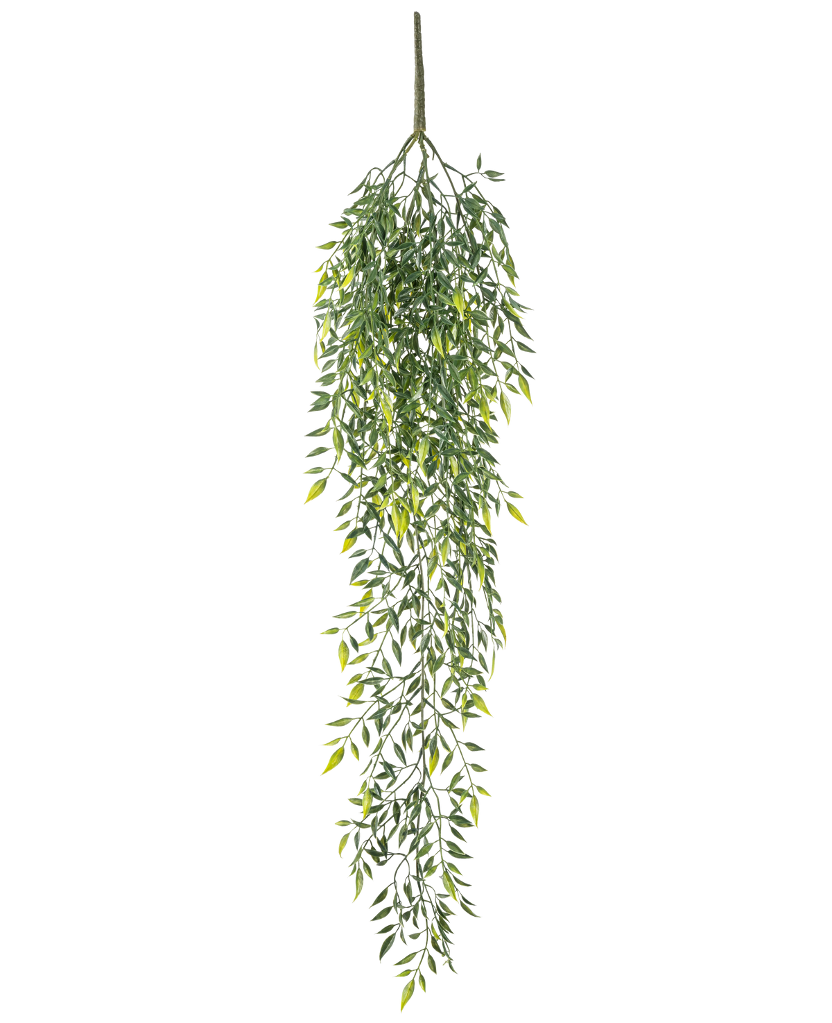 Den konstgjorda hängväxten Bambu 90 cm är en konstgjord hängande bambubuske med många små blad på fina grenar, mot en vanlig vit bakgrund.