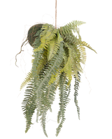 Den konstgjorda hängande växten Frosted Fern on ball 97 cm har graciösa, långa gröna blad som hänger från en mossbeklädd boll på ett tunt rep. En snygg, underhållsfri krukväxt som passar perfekt i alla interiörer.