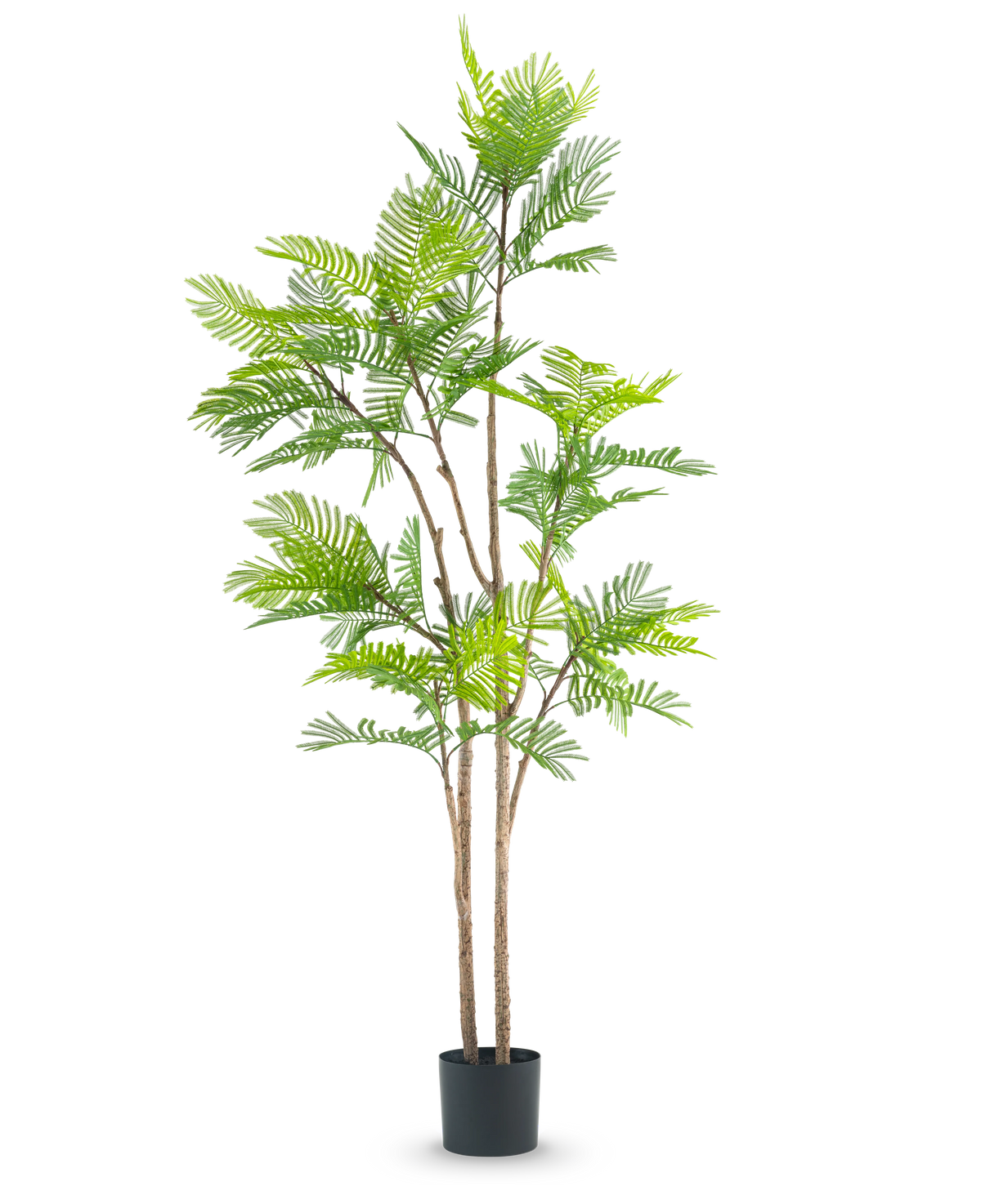 Konstgjord ormbunksväxt 210 cm är en hög konstgjord växt med flera smala bruna stjälkar och frodiga gröna ormbunksliknande blad, mot en vanlig vit bakgrund.