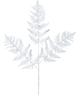 Artificiell grenormbunke 78 cm silver har ett delikat, ljusgrå ormbunksblad med tre huvudgrenar av fint detaljerade löv mot en vanlig vit bakgrund.