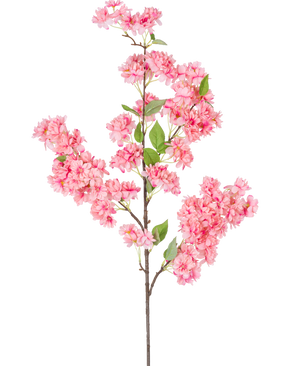 Den konstgjorda körsbärsblomman 100 cm rosa är en enda konstgjord körsbärsblomsgren med klasar av ljust rosa blommor och gröna blad, perfekt för dekorativt bruk.