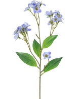En konstgjord blomsterorkidé Real Touch Lila 50 cm har en enda grön stjälk med flera grenar, var och en dekorerad med klasar av små, ljuslila orkidéblommor och gröna blad, mot en vit bakgrund.