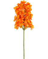 En enda artificiell blomsnöboll Real Touch Orange, 58 cm hög, har ljusa orange blommor i klungor på en grön stjälk, mot en vanlig vit bakgrund.