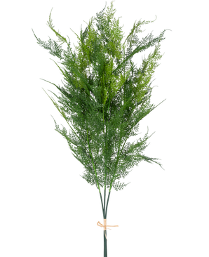 Artificial Branch Fern Deluxe 127 cm har höga, fjäderljusgröna konstgjorda ormbunkar, buntade med ett brunfärgat rep, mot en vanlig vit bakgrund.