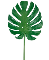 Artificial Leaf Monstera 88cm är ett stort artificiellt grönt monsterablad med djupa slitsar och perforeringar, mot en vanlig vit bakgrund.