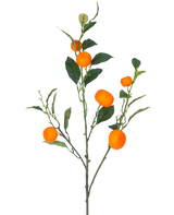 En artificiell grenmandarin 104 cm orange gren med gröna blad och levande orange mandarinliknande frukter, mot en vanlig vit bakgrund.