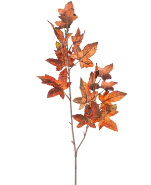 En gren av Artifical Branch Oak Leaf 90 cm röd har flera eklöv i röda toner som frammanar hösten mot en vanlig vit bakgrund.