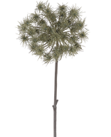 Den konstgjorda blomma björnklotet 100 cm är en enda konstgjord stjälk med klasar av trasiga, gröngrå blomhuvuden som står upprätt mot en vanlig vit bakgrund.