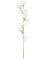 En enda artificiell blomärta 64 cm kräm har flera fina krämvita blommor på ljusgröna stjälkar, mot en vanlig vit bakgrund.
