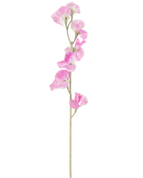 En enda konstgjord blomärta 64 cm rosa har känsliga, volangrosa kronblad och en ljusgrön stjälk, mot en vanlig vit bakgrund.