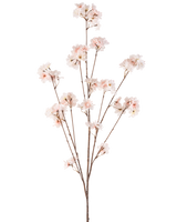 Artificiell blomma körsbärsblommor 130 cm rouge har flera tunna stjälkar med klasar av känsliga, ljusrosa körsbärsblommor mot en vanlig vit bakgrund.