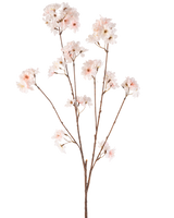 Körsbärsblomman med konstgjorda blommor 114 cm har en enda brun stjälk med flera grenar toppad med ömtåliga, rodnande rosa körsbärsblommor, vackert isolerade på en vit bakgrund.