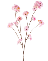 Den konstgjorda Körsbärsblomman 114 cm rosa har flera smala bruna stjälkar med klasar av mjukt rosa körsbärsblommor mot en vanlig vit bakgrund.