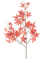 Artificiell blomlönnlöv 109 cm röd har flera tunna grenar dekorerade med livfulla röda, stjärnformade lönnlöv, vackert visade mot en vanlig vit bakgrund.