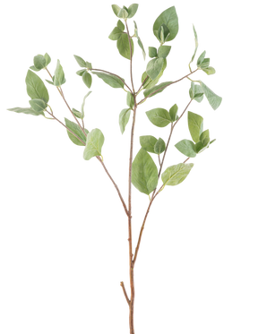 Den konstgjorda grenen Mint Leaf 97 cm grön har flera tunna stjälkar med gröna ovala blad mot en vanlig vit bakgrund.