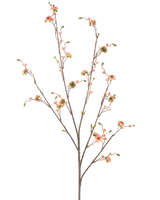 Artificiell Blomma Daisy 108 cm rosa är en hög, smal konstgjord gren med flera utlöpare, dekorerad med små rosa tusensköna-liknande blommor och gröna blad, mot en vanlig vit bakgrund.