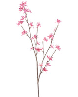 Artificiell blomma vildblommor 112 cm fuchsia har en enda gren med flera utlöpare, med fina fuchsiablommor mot en vit bakgrund.