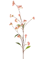 De konstgjorda blombären 95 cm rosa har en lång, tunn stjälk med ett antal små klasar av rosa bär och några gröna blad, avbildade mot en vanlig vit bakgrund.