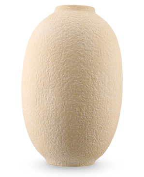 Vas Blush Meadow 42 cm i benvit, med oval form och en grov strukturerad yta, avbildad mot en vanlig vit bakgrund.