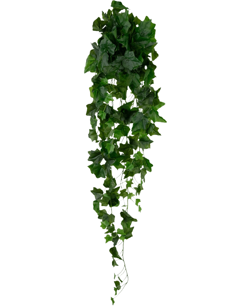 Artificiell murgröna 105 cm grön har täta gröna löv som faller ner, vilket skapar en frodig, släpande murgrönaeffekt mot en vanlig vit bakgrund.