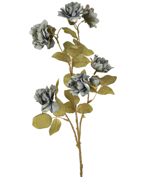 Artificiell Rose Nero 68 cm blå har flera gråblå konstgjorda rosor med gröna blad på smala bruna stjälkar mot en vanlig vit bakgrund.