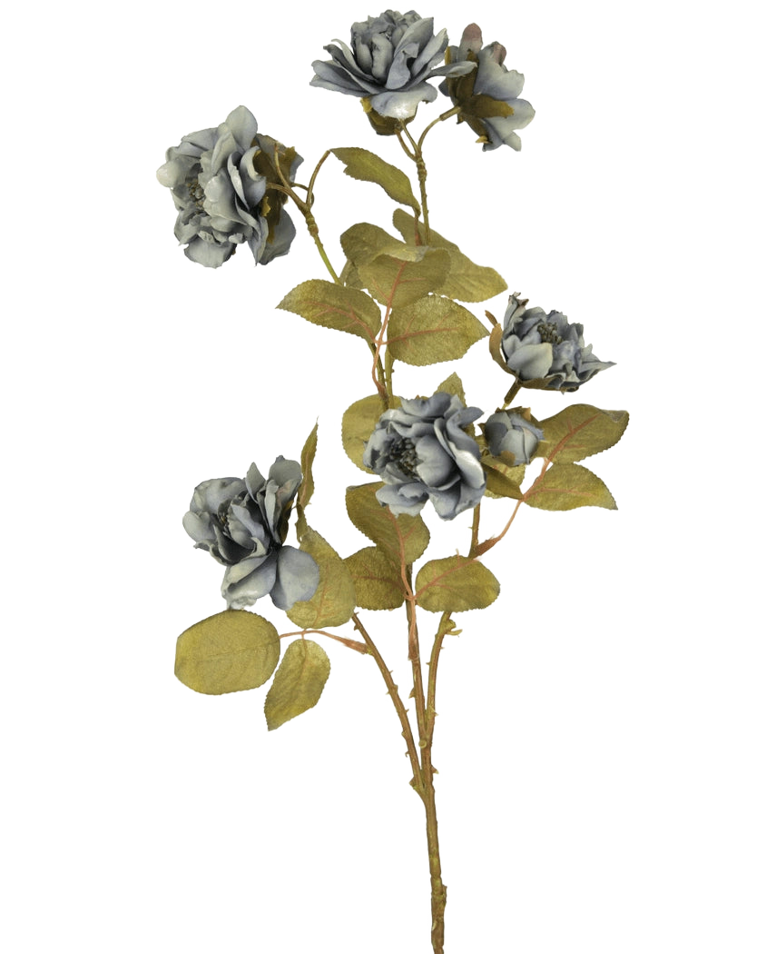 Artificiell Rose Nero 68 cm blå har flera gråblå konstgjorda rosor med gröna blad på smala bruna stjälkar mot en vanlig vit bakgrund.