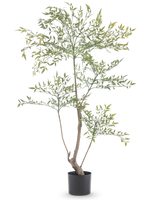 Artificiell Ruscus 120 cm är en hög, smal konstgjord växt med långa tunna grenar med många små gröna blad. Den står i en enkel svart kruka och ger realistisk grönska till alla rum utan behov av underhåll.