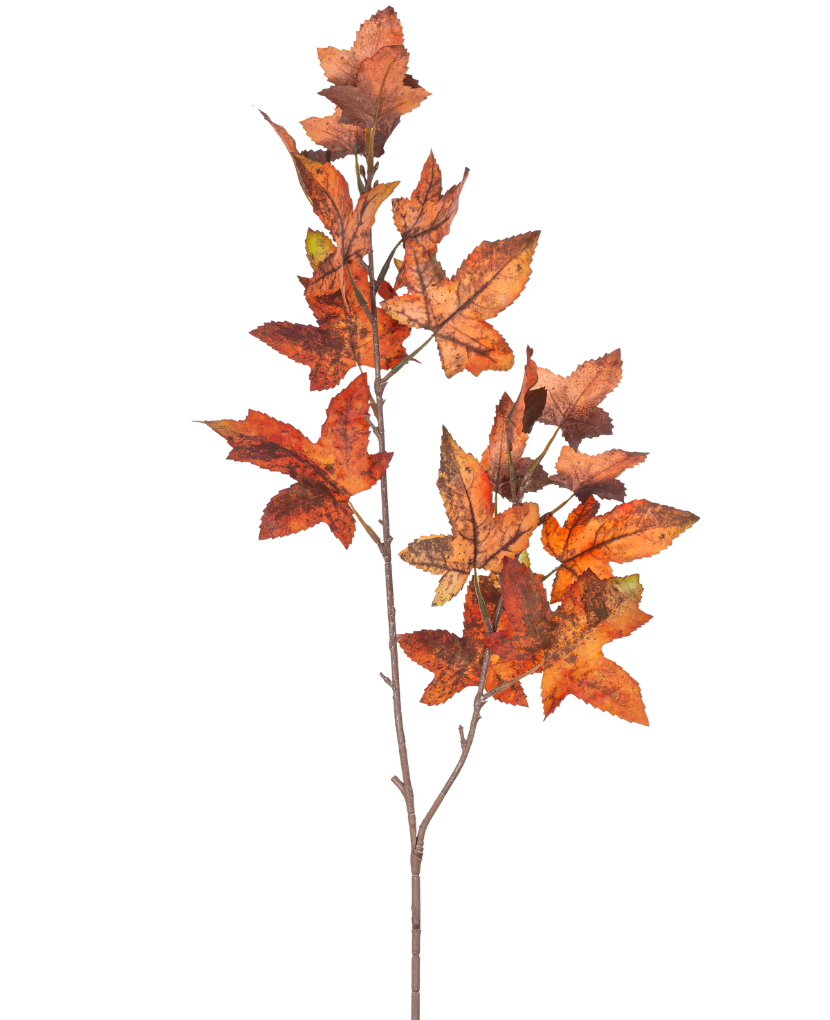 En gren av Artifical Branch Oak Leaf 90 cm röd har flera eklöv i röda toner som frammanar hösten mot en vanlig vit bakgrund.