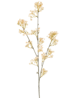 En enda stjälk av artificiell blomgips, 106 cm, kräm/brun, med små, graciösa krämfärgade och bruna blommor som förgrenar sig, satt på en vit bakgrund.