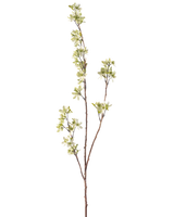 De konstgjorda blommorna 102 cm gröna har en enda hög stjälk med flera tunna skott, dekorerade med klasar av små vita och ljusgröna blommor, mot en vanlig vit bakgrund.