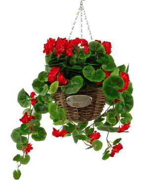 Konstgjord begonia Röd i korg UV 70cm