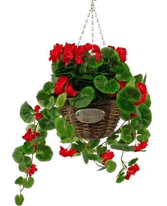 Konstgjord begonia Röd i korg UV 70cm
