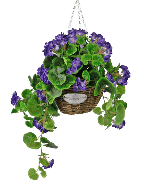 Konstgjord begonia lila i korg UV 70cm