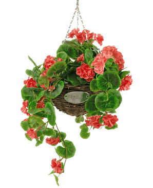 Konstgjord begonia rosa i korg UV 70cm