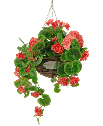 Konstgjord begonia rosa i korg UV 70cm