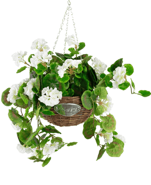 Konstgjord begonia vit i korg UV 70cm