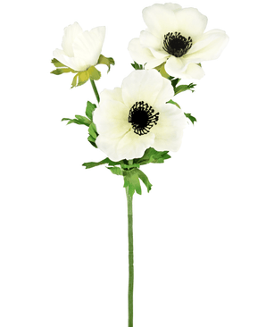 Konstgjord blomma Anemone grenad 56 cm vit