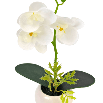 Konstgjord orkidé 28 cm vit i kruka