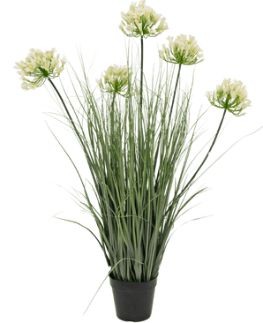 Konstgräs vitt Agapanthus lökgräs kruka 90cm brandhämmande