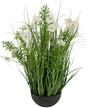 Konstgräs vitt Gesang Flower lökgräs kruka 56cm brandhämmande