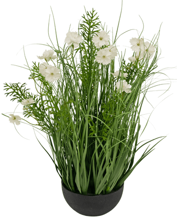 Konstgräs vitt Gesang Flower lökgräs kruka 56cm brandhämmande