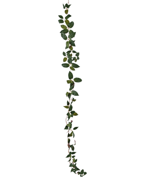 Art Tradescantia Garland Green 180 cm är en enda grön lövranka som är avbildad vertikalt mot en vanlig vit bakgrund.