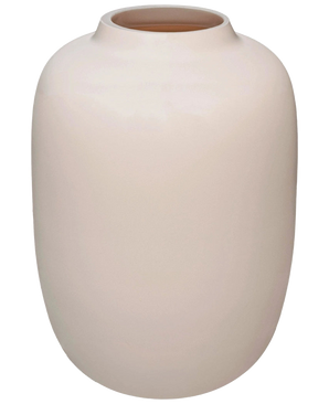 Artic Beige Vase (Ø21 x H29 cm) är en slät benvit keramikvas med en rund form och en liten utsvängd öppning, avbildad mot en vit bakgrund.