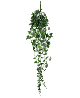 Artificiell murgröna 130 cm grön/vit är en hängande konstgjord murgrönaväxt med långa, släpande gröna blad och vita kanter, avbildad mot en vanlig vit bakgrund.