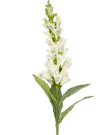 Artificiell blomfotshandske 90 cm vit har gröna blad och vita, fläckiga rörformade blommor - perfekt för lyxig dekoration eller som en slående accent i en konstgjord blombukett.